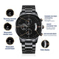 Customized Black Chronograph Watch For Husband