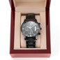 Customized Black Chronograph Watch For Husband