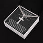 Personalized Steel Cross Necklace For Husband on Cuban Chain w/ MC