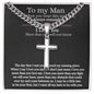 Personalized Steel Cross Necklace For Husband on Cuban Chain w/ MC