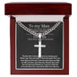 Personalized Steel Cross Necklace For Husband on Cuban Chain w/ MC