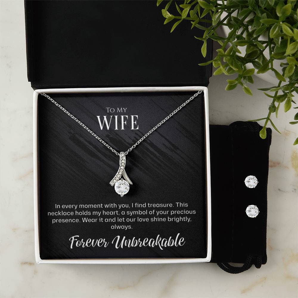 Badass Wife Necklace and Earring Set Gift: An Elegant 'To My Wife' Necklace for Your Beloved