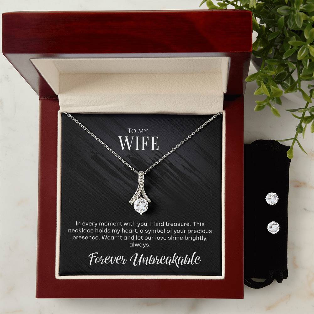 Badass Wife Necklace and Earring Set Gift: An Elegant 'To My Wife' Necklace for Your Beloved