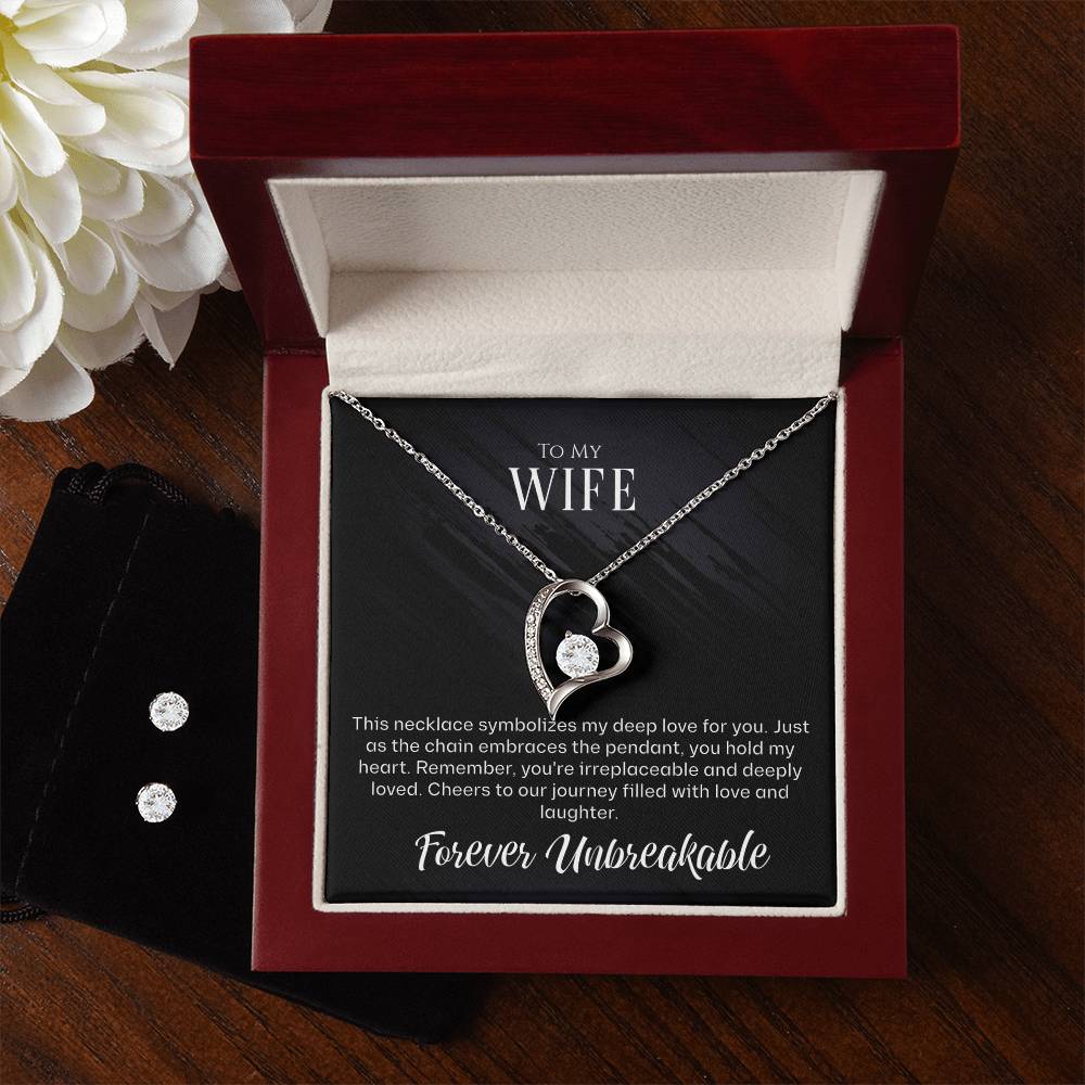 Elegant 'To My Wife' Necklace and Earring Set: Elevate Your Gifting Game