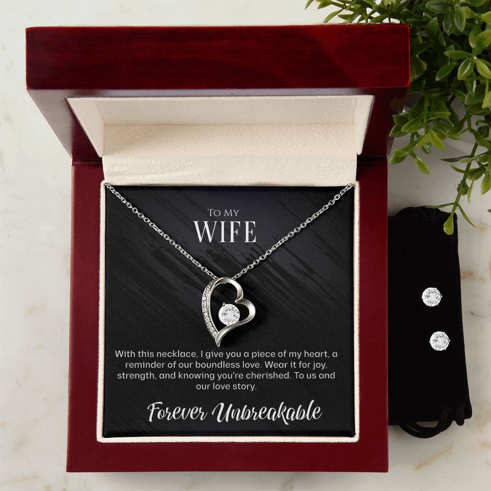 Sentimental 'To My Wife' Necklace and Earring Jewelry Set: A Gift from a Loving Husband