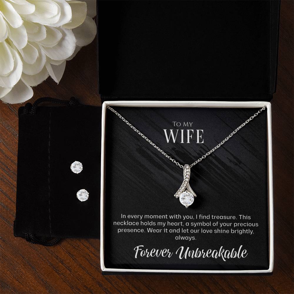 Badass Wife Necklace and Earring Set Gift: An Elegant 'To My Wife' Necklace for Your Beloved