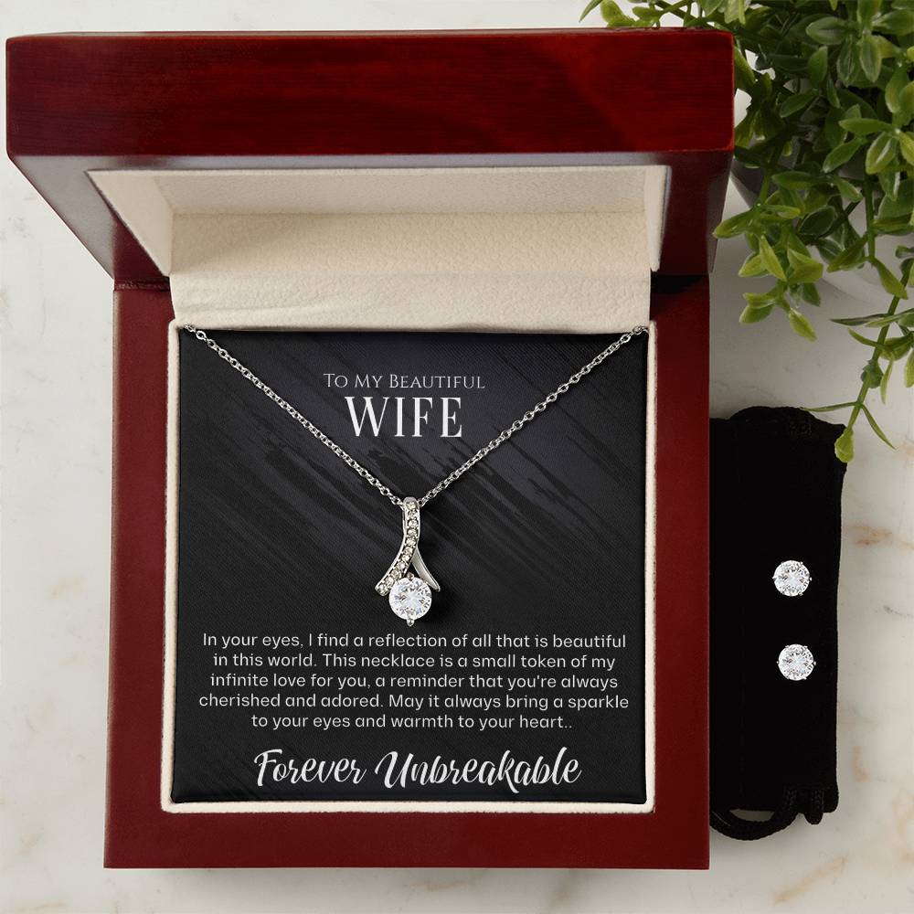 Stunning 'To My Wife' Necklace and Earring Set: Surprise Your Soulmate with Elegance