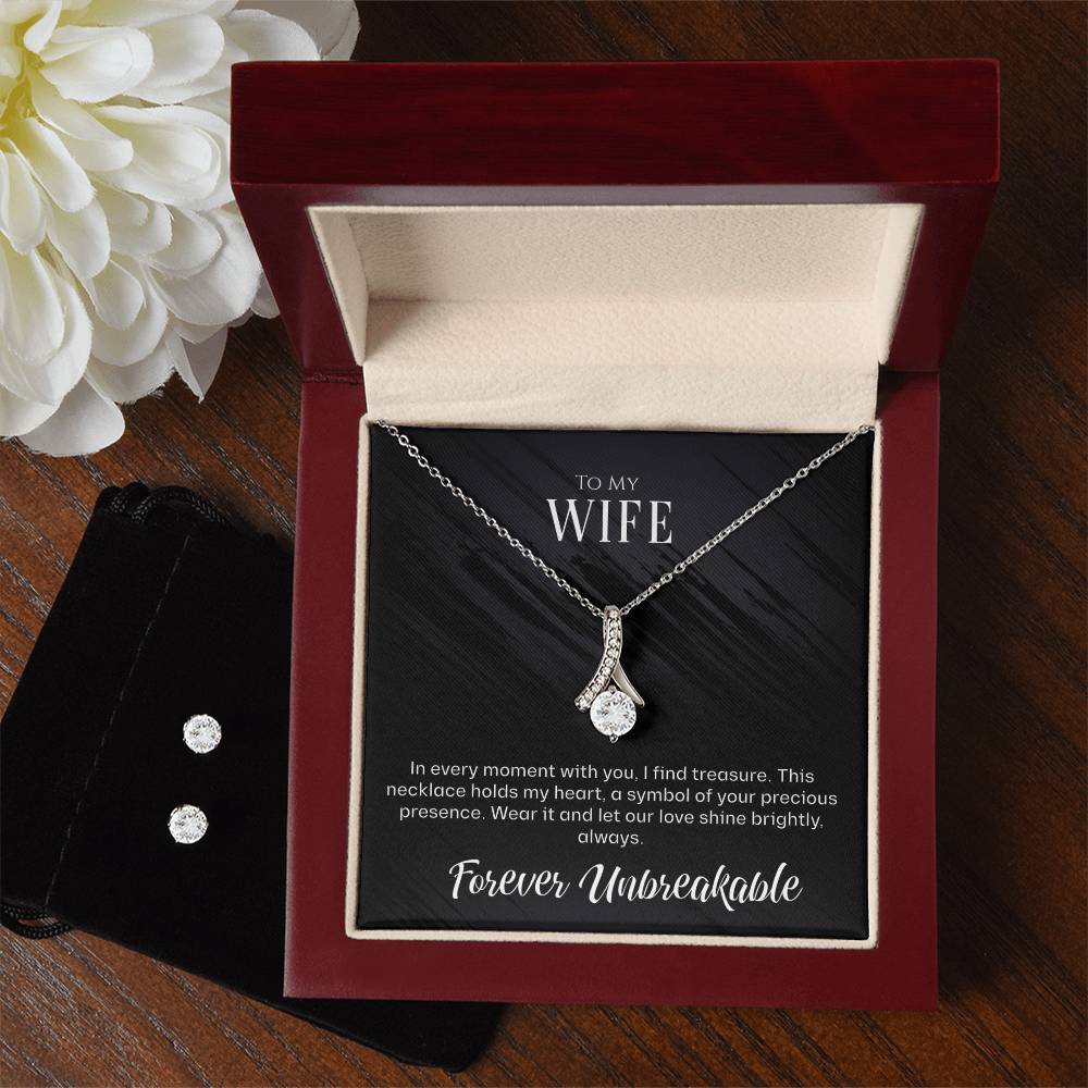Badass Wife Necklace and Earring Set Gift: An Elegant 'To My Wife' Necklace for Your Beloved